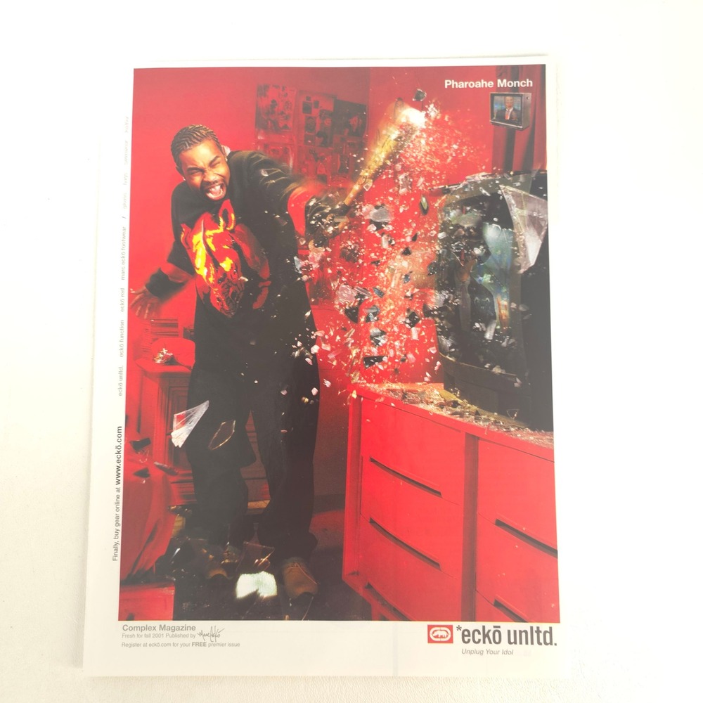 Ecko Unltd Pharoahe Monch Print Ad Vintage Rap Hip Hop Y2K Pop Culture Decor